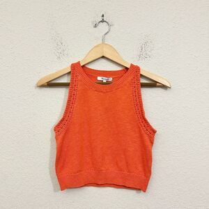 MADEWELL Crochet-Trim Crop Sweater Tank Top Copperwashed Orange NWT
